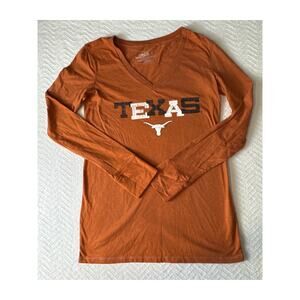 Campus Heritage Texas Longhorns V-Neck Long Sleeve Tee Women’s L Burnt Orange